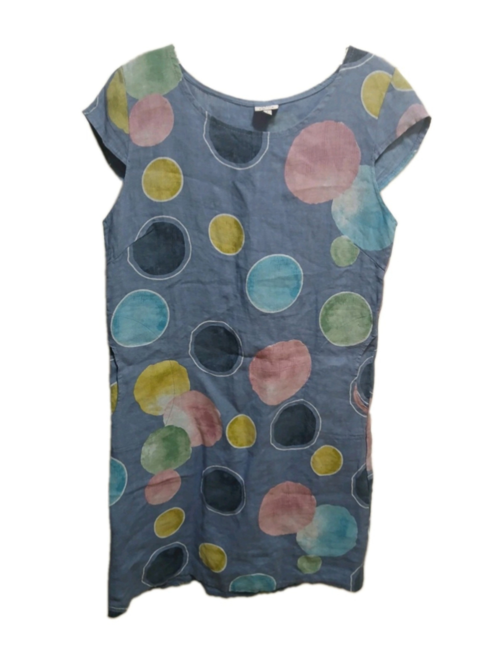 Marie La Lune Short Sleeve 100% Linen Dress Sz 1 IT Sz S US Made Italy Lagenlook